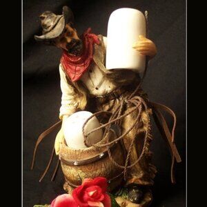 Resin Rugged Cowboy Salt and Pepper Set 6" tall 73876R